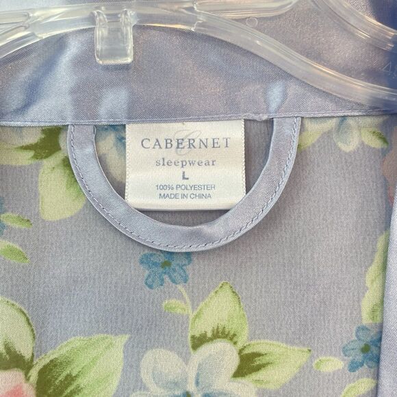 VTG Cabernet Satin Wrap Robe W/ Chemise Nightgown Sz L Floral Silky Romantic - Picture 9 of 14